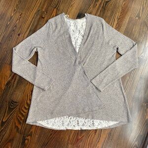 Gray and off white Lace light cardigan/sweater